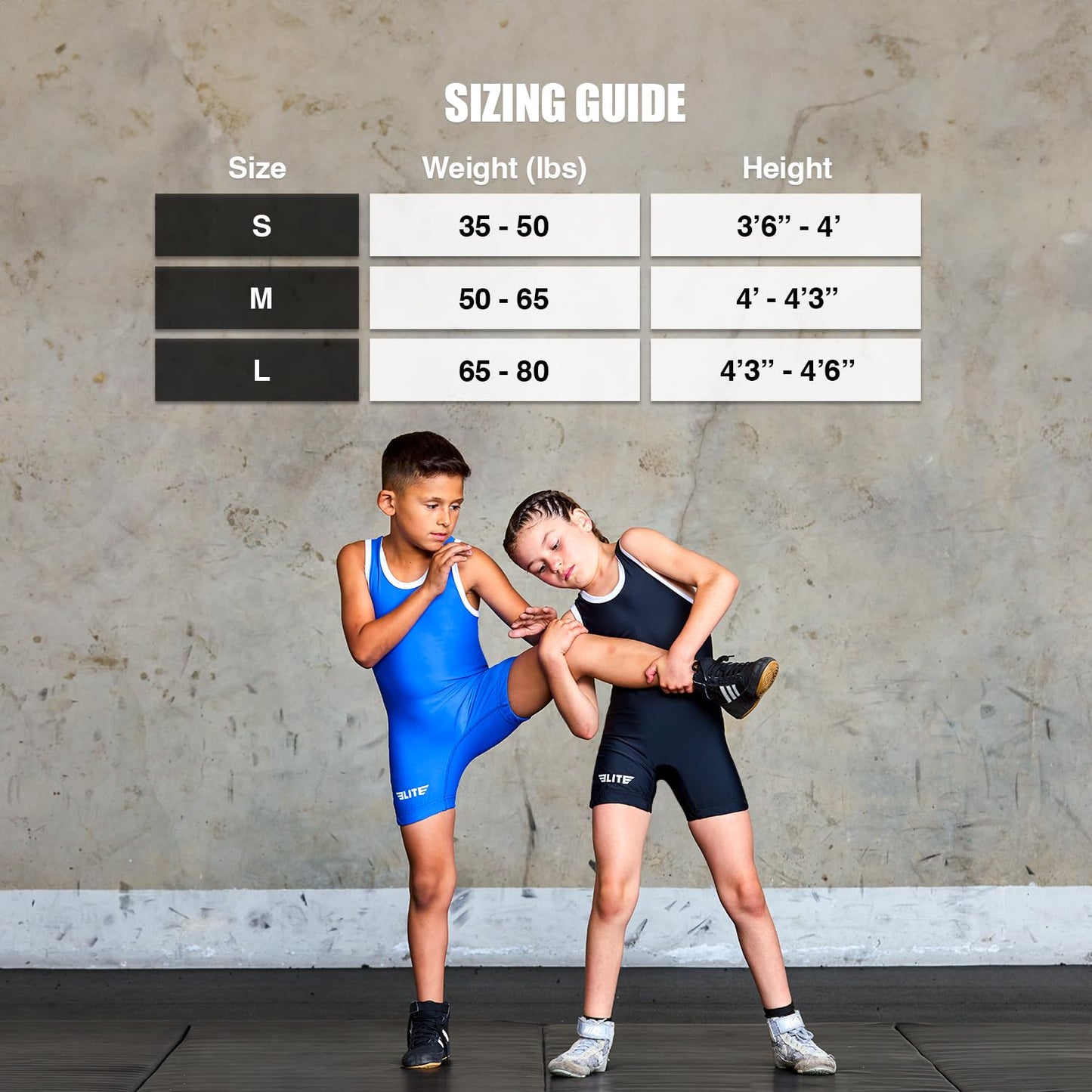 Elite Sports Youth Standard Kids Wrestling Singlets - Blue