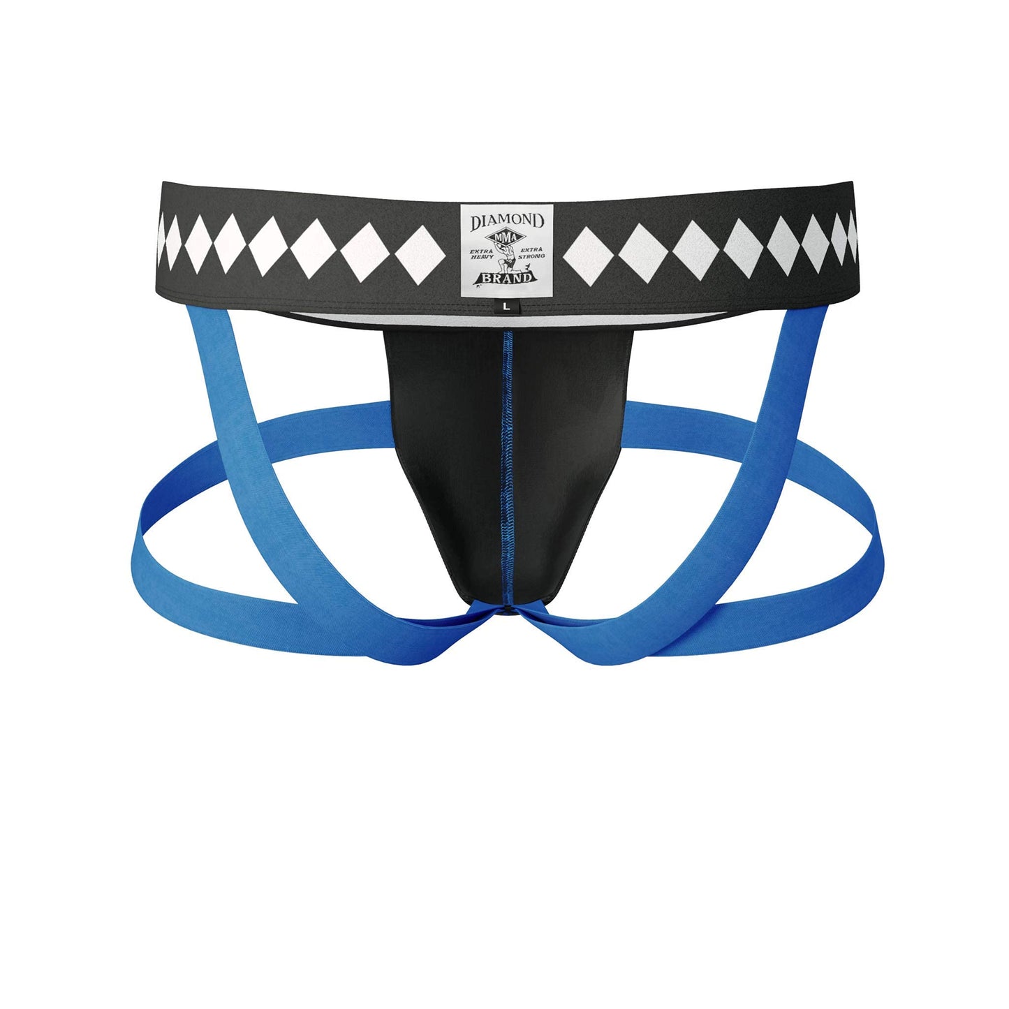 Diamond MMA Jock Strap + Athletic Cup for Men - Large | 4-Strap No Shift Athletic High Impact Sports Jockstrap with Cup