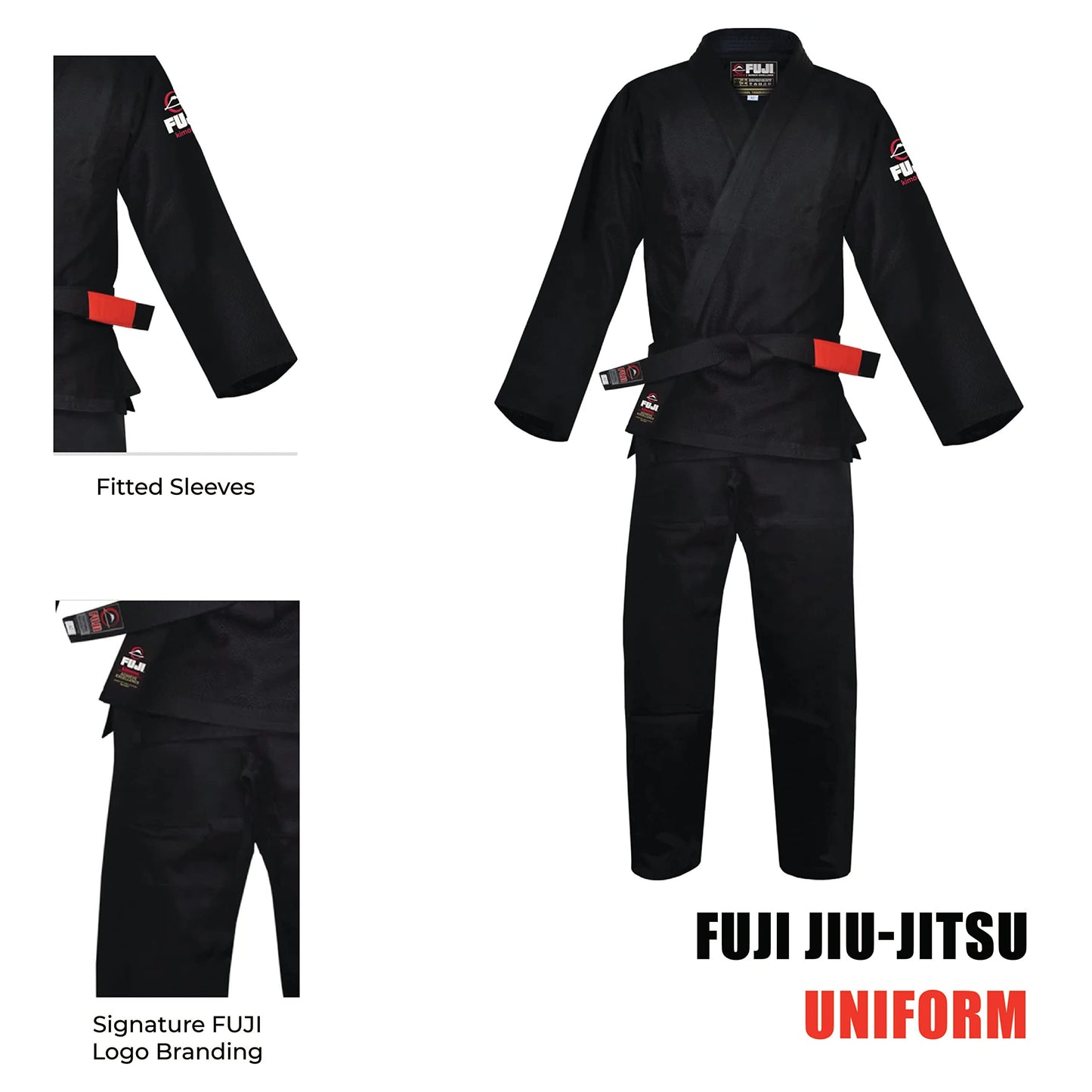 FUJI All Around Brazilian Style Jiu Jitsu Uniform - Black