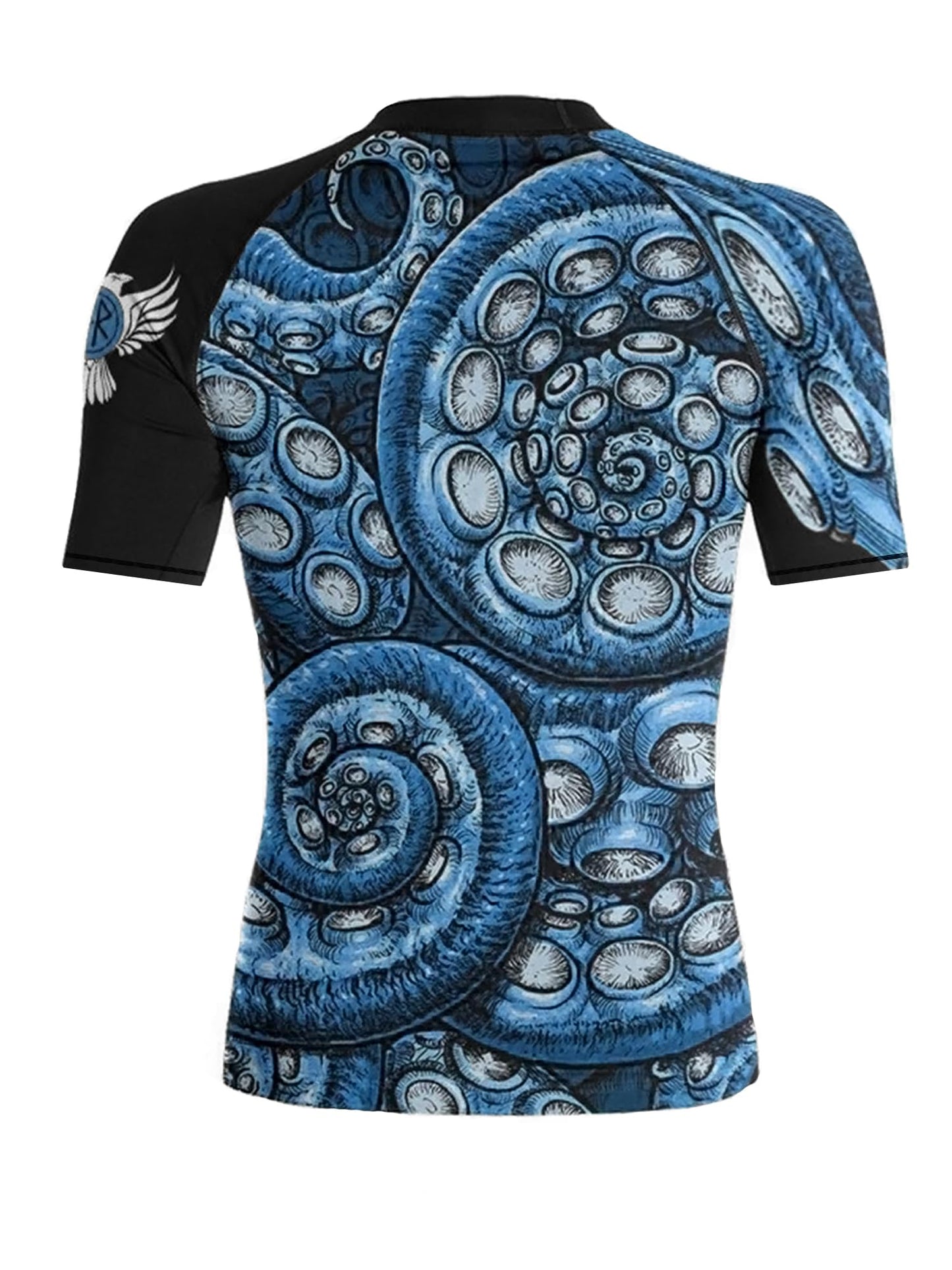 Raven Fightwear Women's Kraken Octopus Short Sleeve Rash Guard - Black/Blue