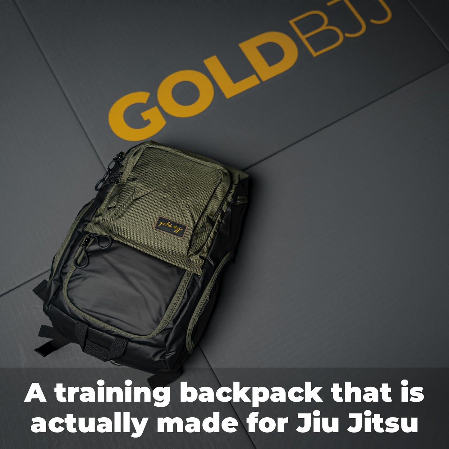 Gold BJJ Jiu Jitsu Backpack / Heavy Duty Gym Bag with Waterproof Gi Pocket - Olive