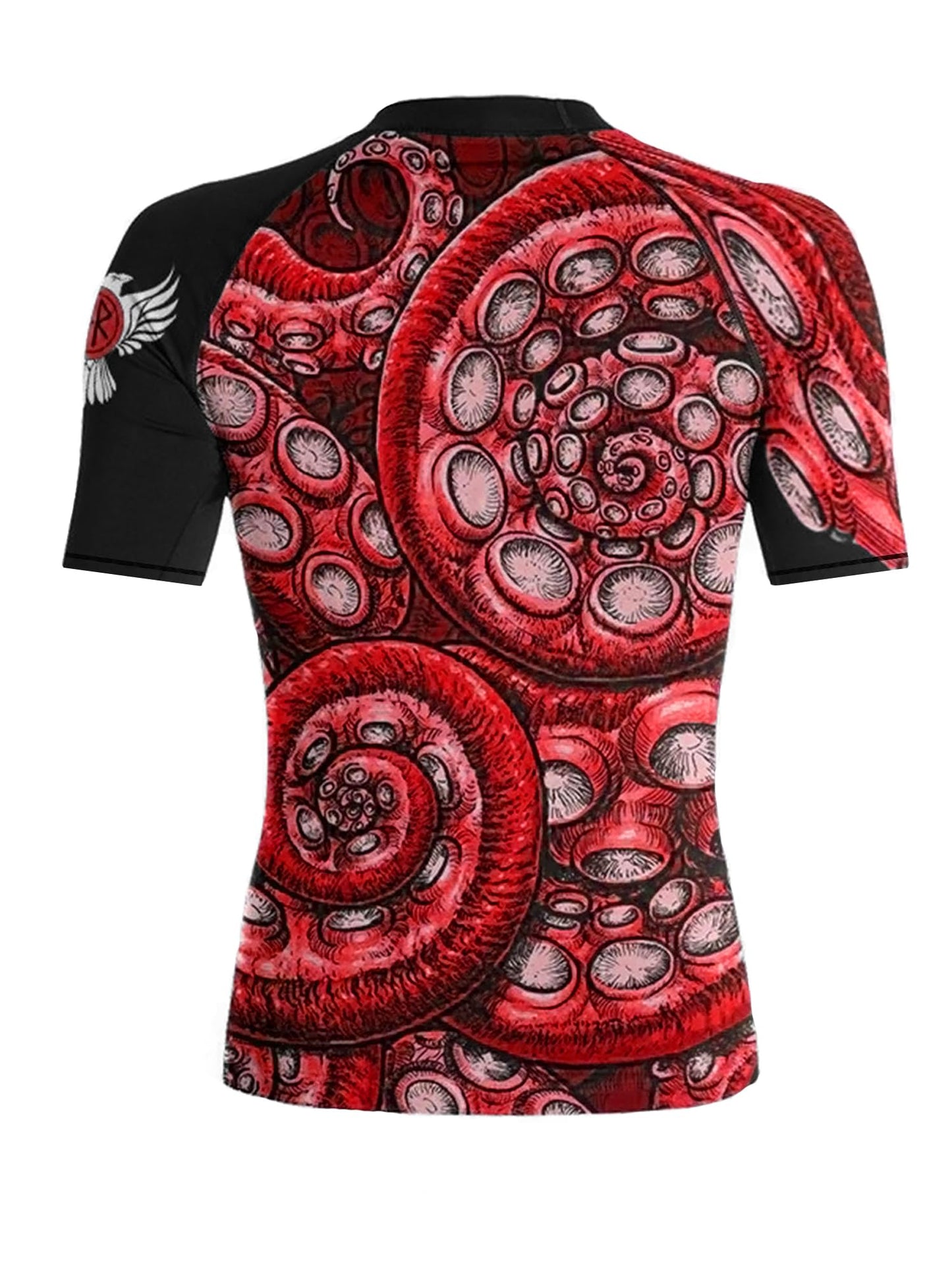 Raven Fightwear Women's Kraken Octopus Short Sleeve Rash Guard - Black/Red