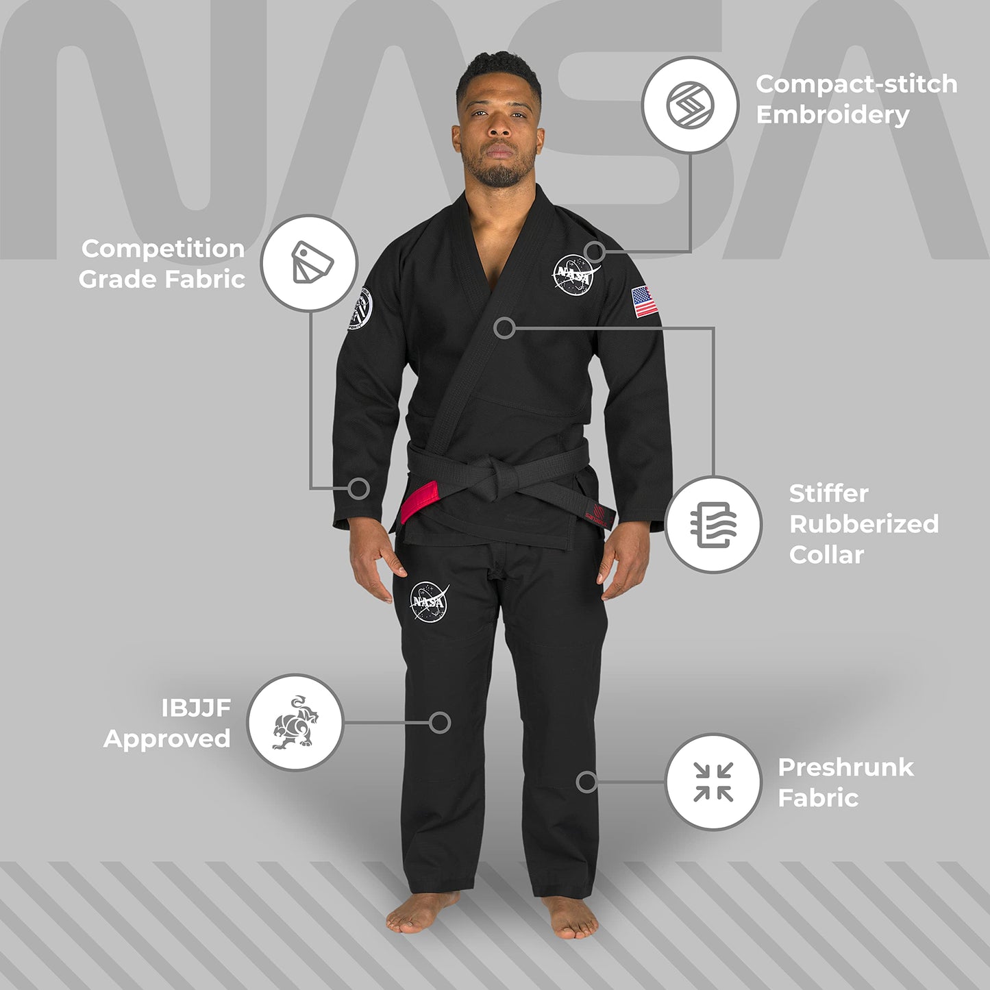 Sanabul NASA Brazilian Jiu Jitsu Gi for Men & Women - Black