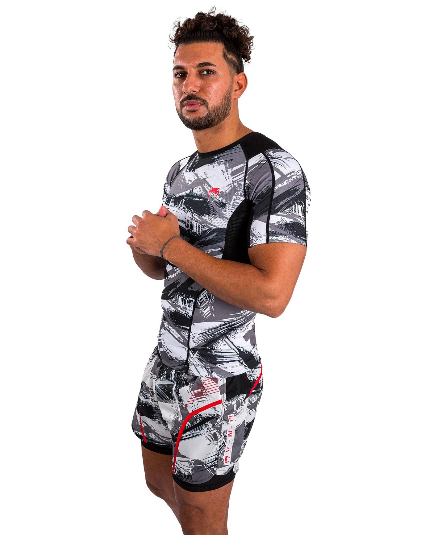 Venum Men's Standard Electron 3.0 Short Sleeve Rashguard - Grey/Red