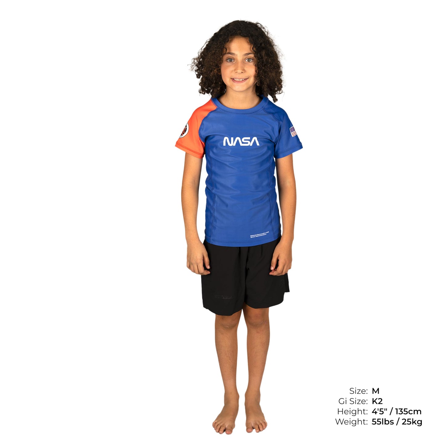 Sanabul Kids NASA Short Sleeve Compression Rash Guard - Blue/Orange