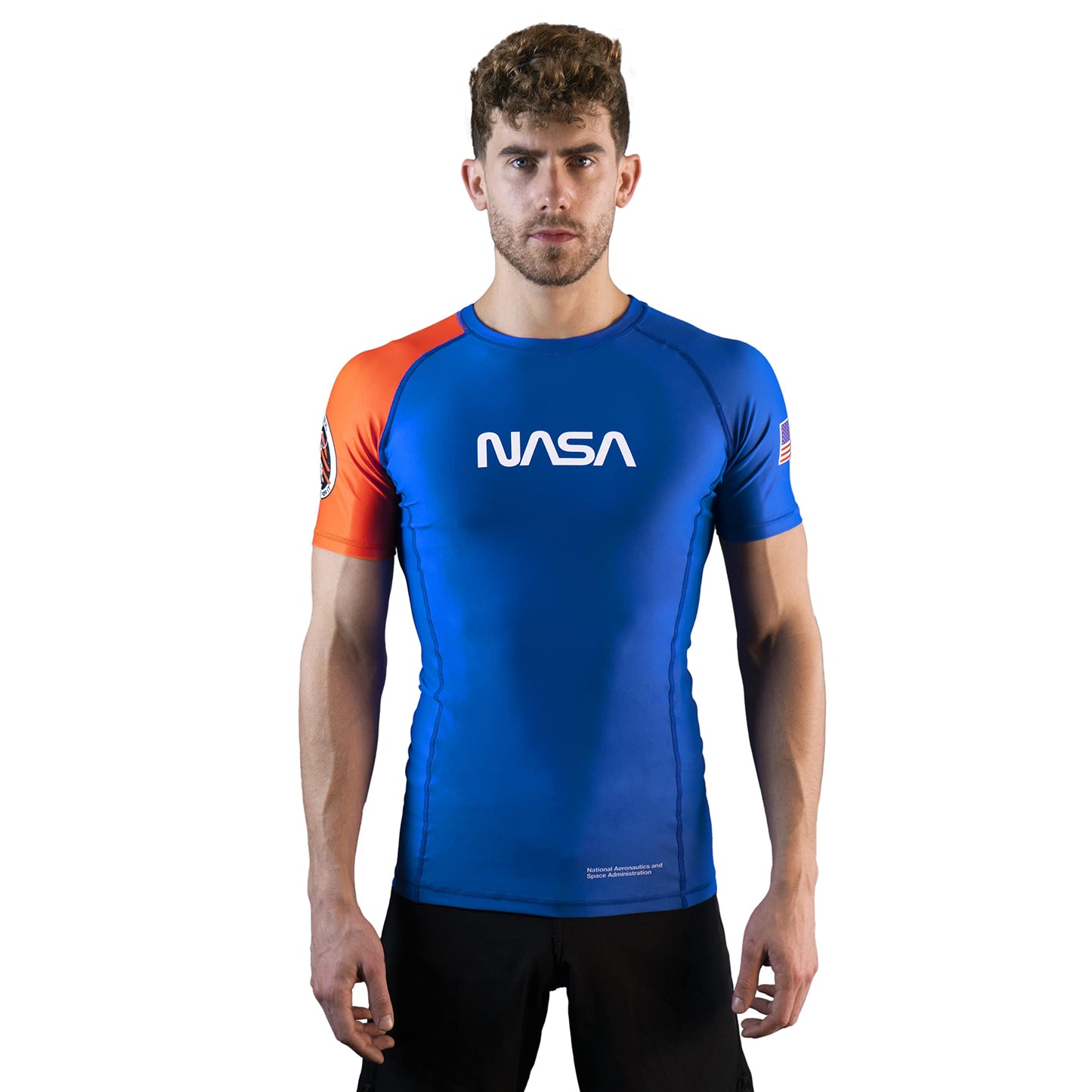 Sanabul NASA Short Sleeve Compression Rash Guard - Blue/Orange