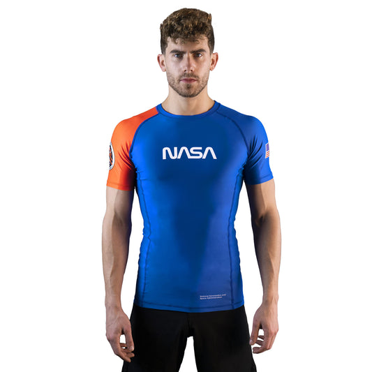 Sanabul NASA Short Sleeve Compression Rash Guard - Blue/Orange