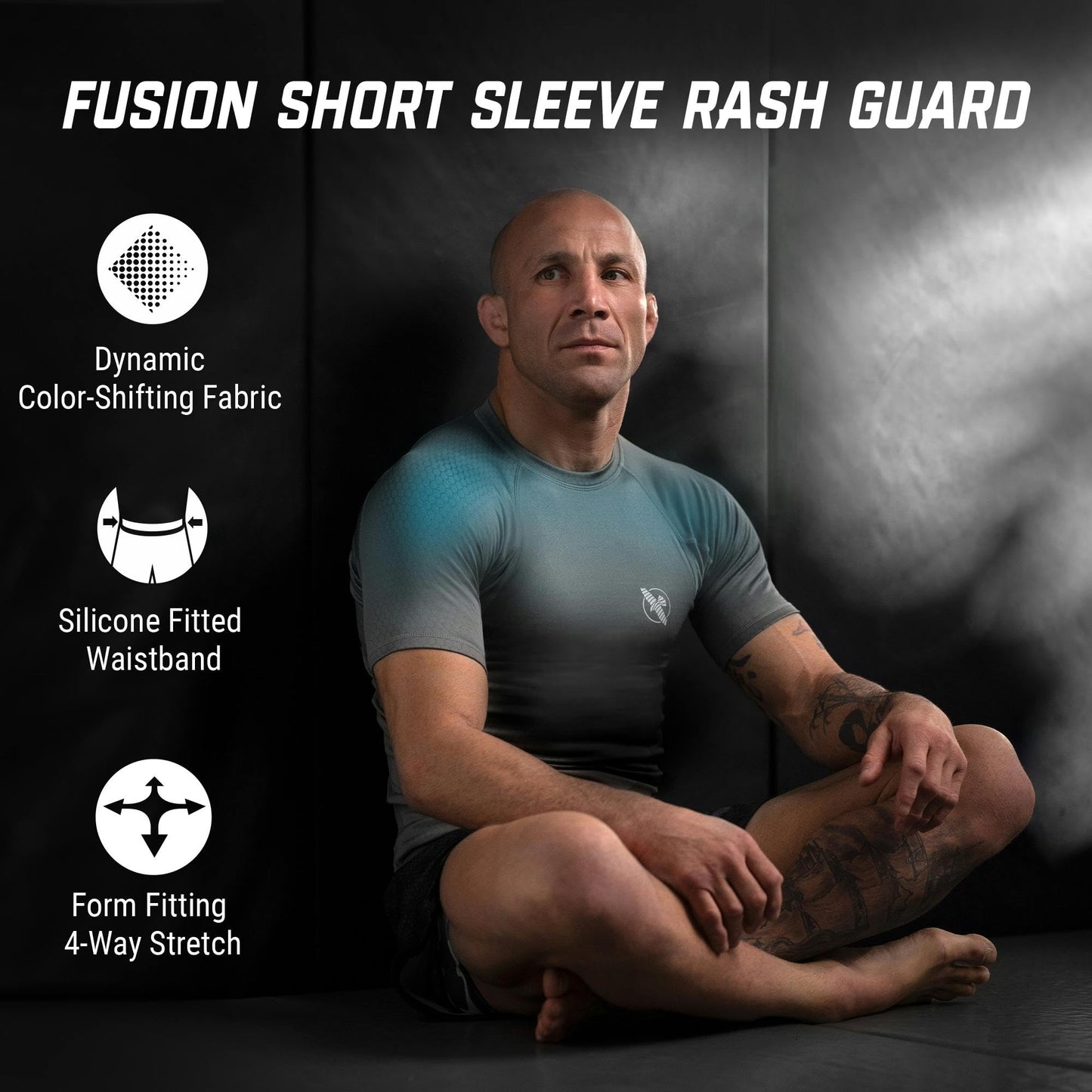 Hayabusa Fusion Short Sleeve Rash Guard - Grey/Aqua