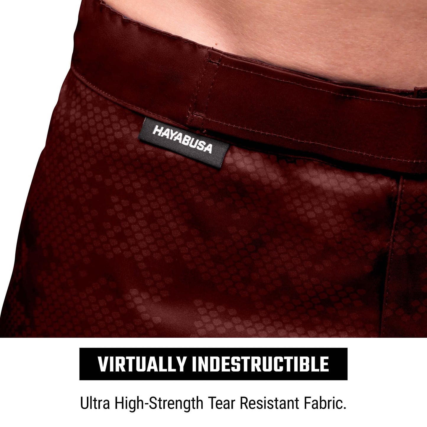 Hayabusa Hexagon Mid Thigh Fight Shorts - Burgundy