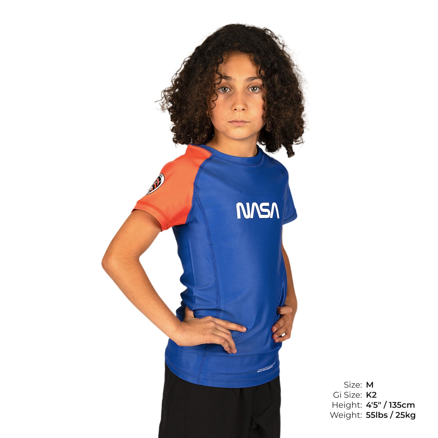 Sanabul Kids NASA Short Sleeve Compression Rash Guard - Blue/Orange