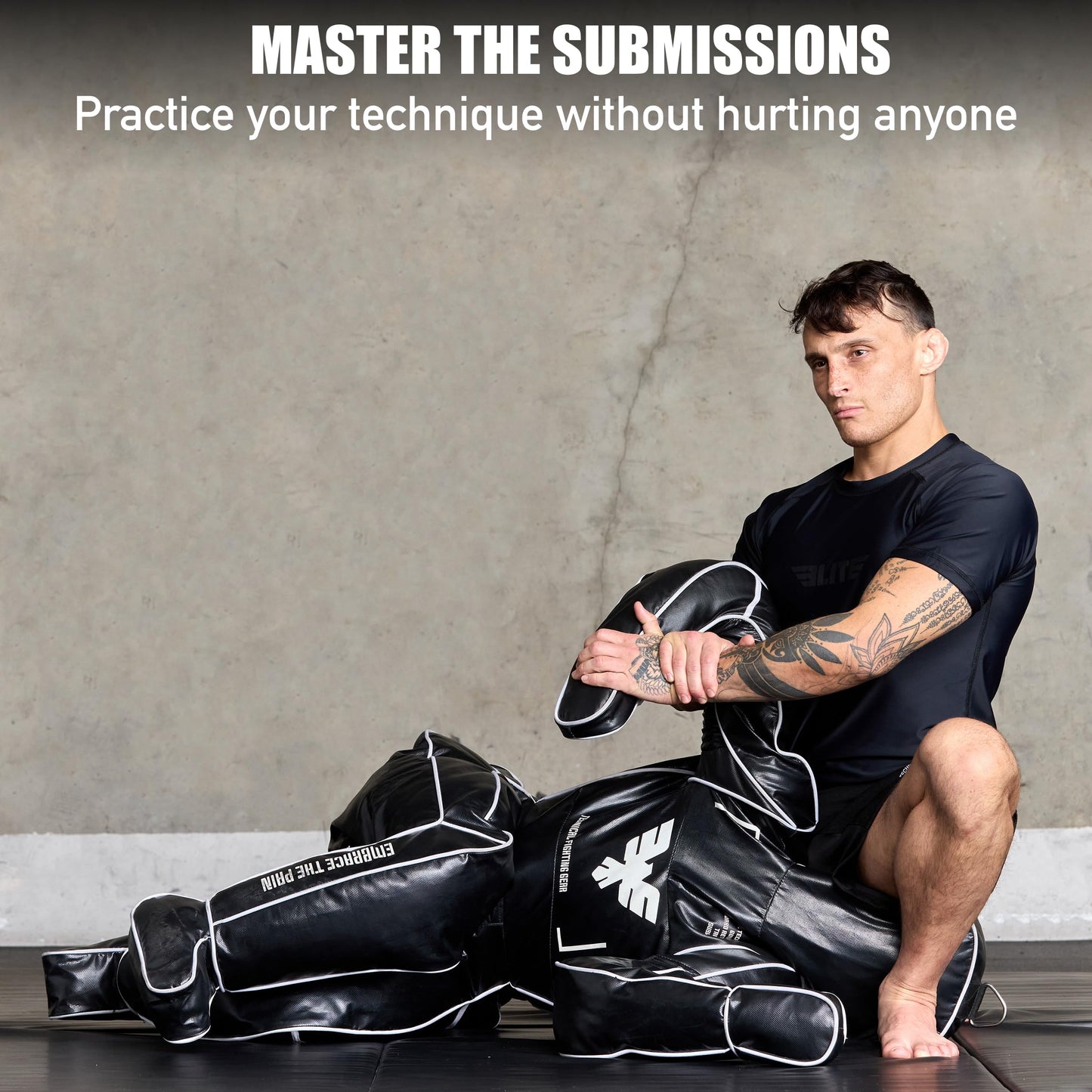 Elite Sports Adult BJJ - 170cm Unfilled Hanging Jiu Jitsu Dummy for MMA & Sparring - Holder Included