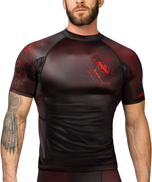 Hayabusa Geo Short Sleeve BJJ Rash Guard - Red