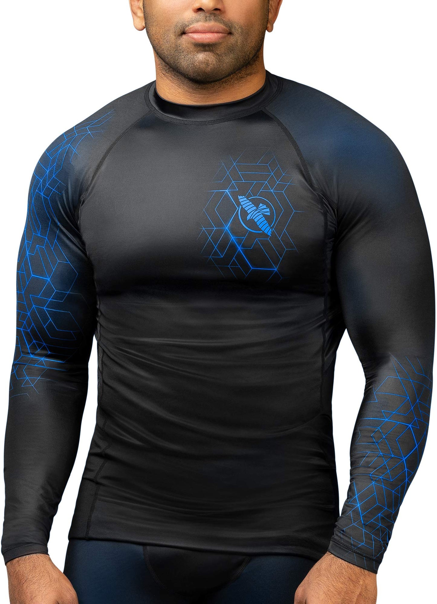 Hayabusa Geo Long Sleeve Jiu Jitsu Rashguard - Blue