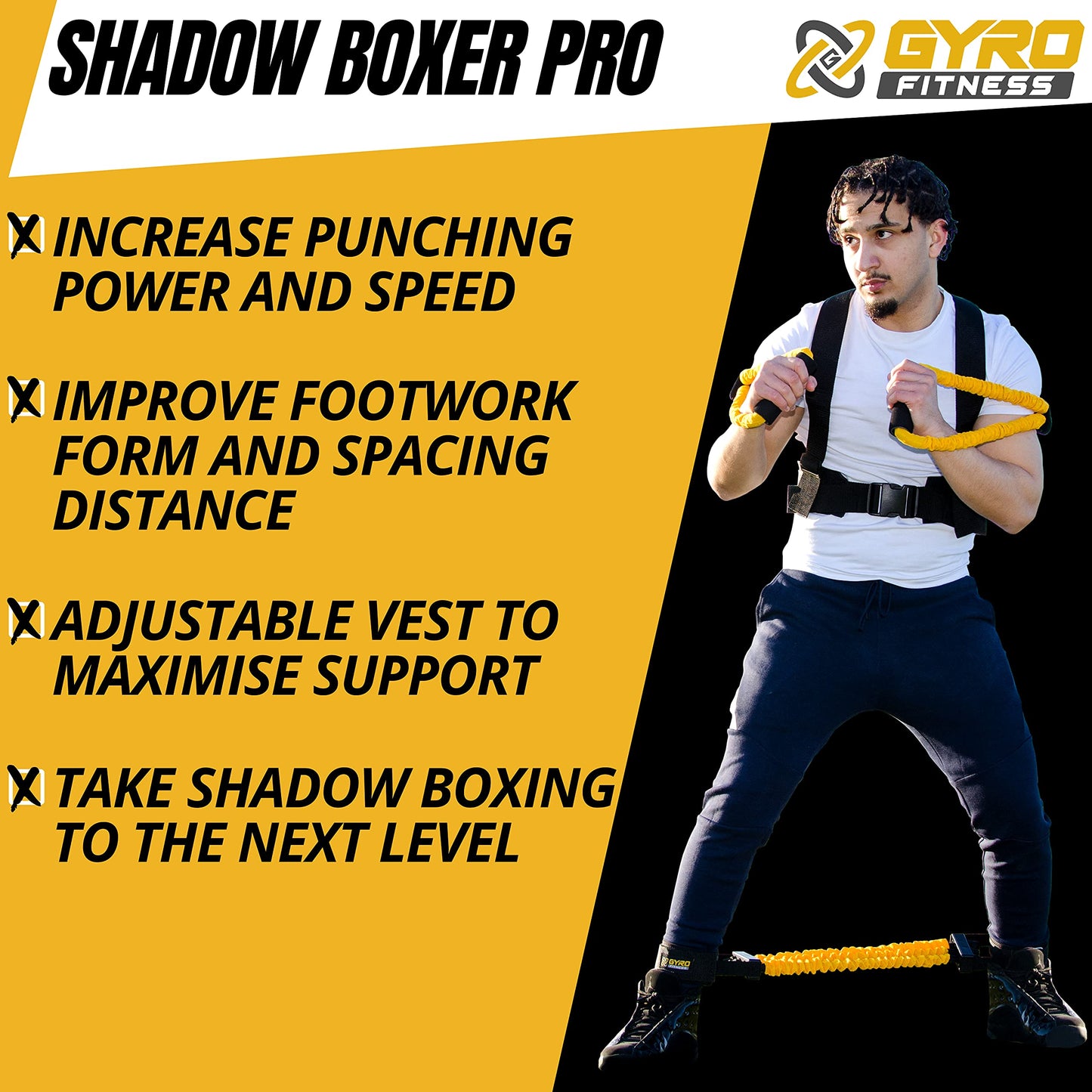 Gyro Fitness Shadow Boxer Pro | Boxing Resistance Bands Set for Shadow Boxing