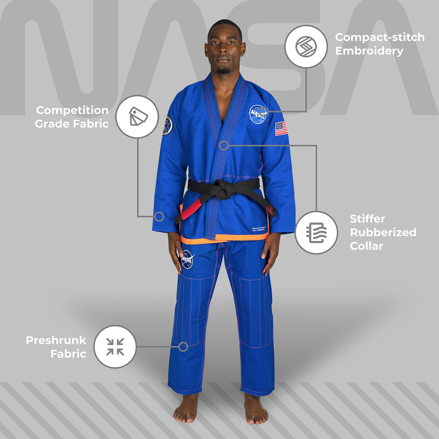 Sanabul NASA Brazilian Jiu Jitsu Gi for Men & Women - Blue/Orange