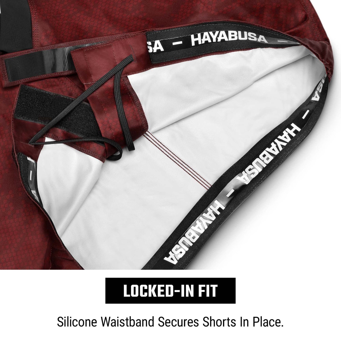 Hayabusa Hexagon Mid Thigh Fight Shorts - Burgundy