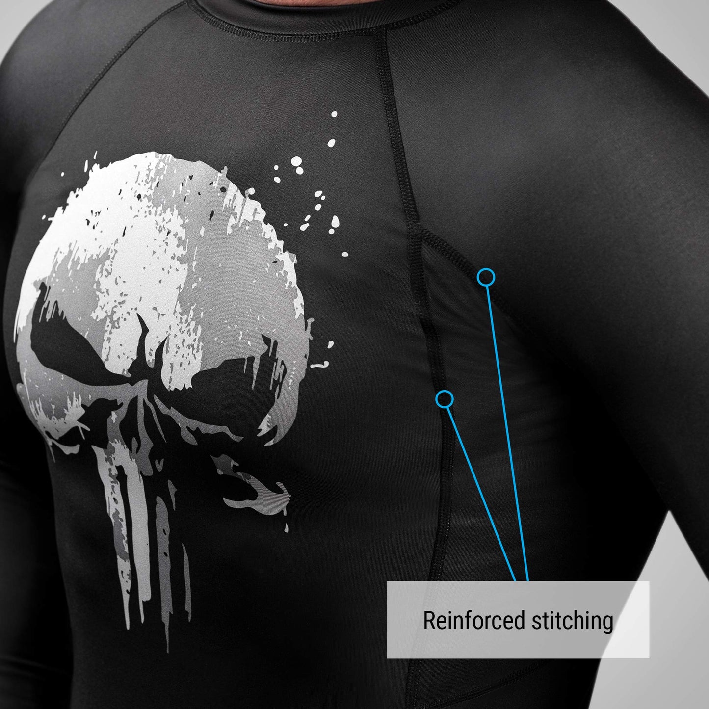 Hayabusa Mens Marvel Hero Long Sleeve Rash Guard - The Punisher