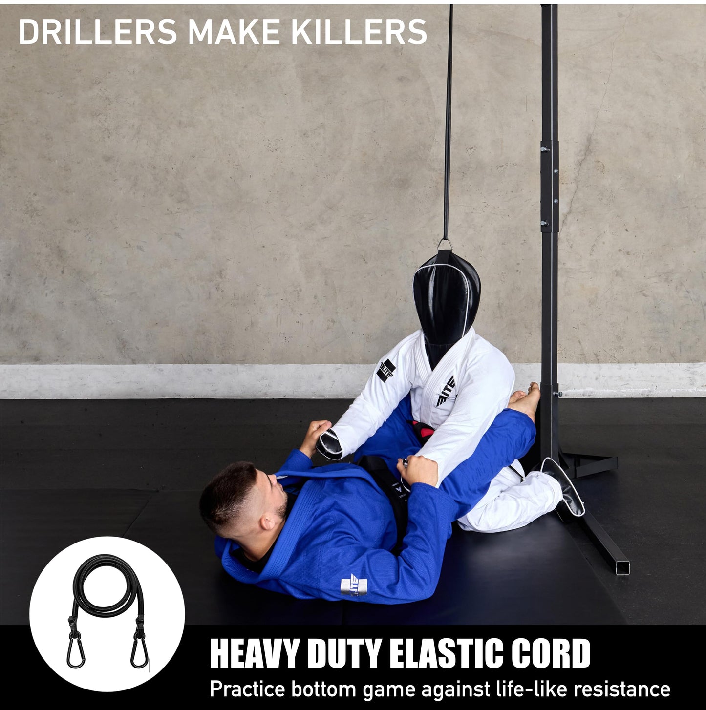 Elite Sports Adult BJJ - 170cm Unfilled Hanging Jiu Jitsu Dummy for MMA & Sparring - Holder Included