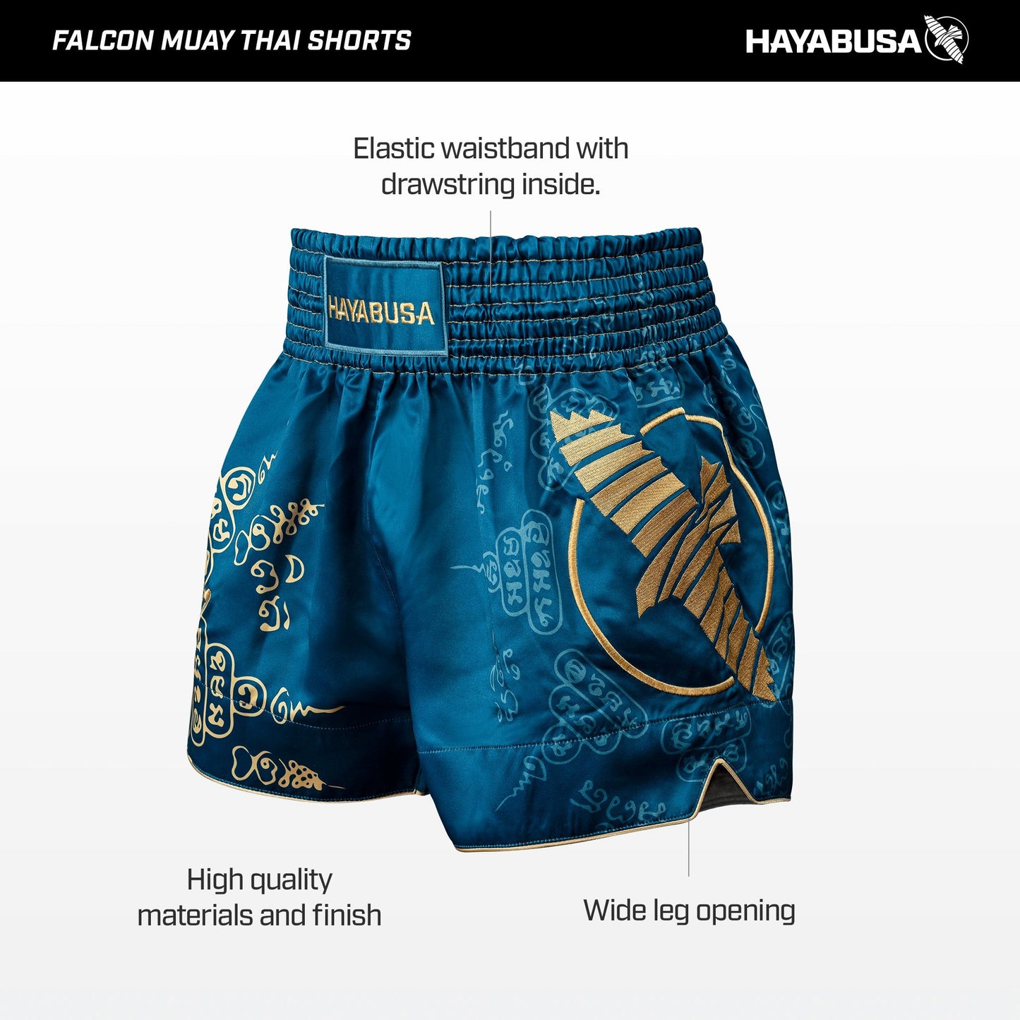 Hayabusa Falcon Muay Thai Shorts - Blue