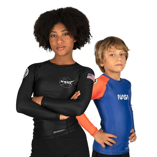 Sanabul Kids NASA Long Sleeve Compression Rash Guard - Black/White