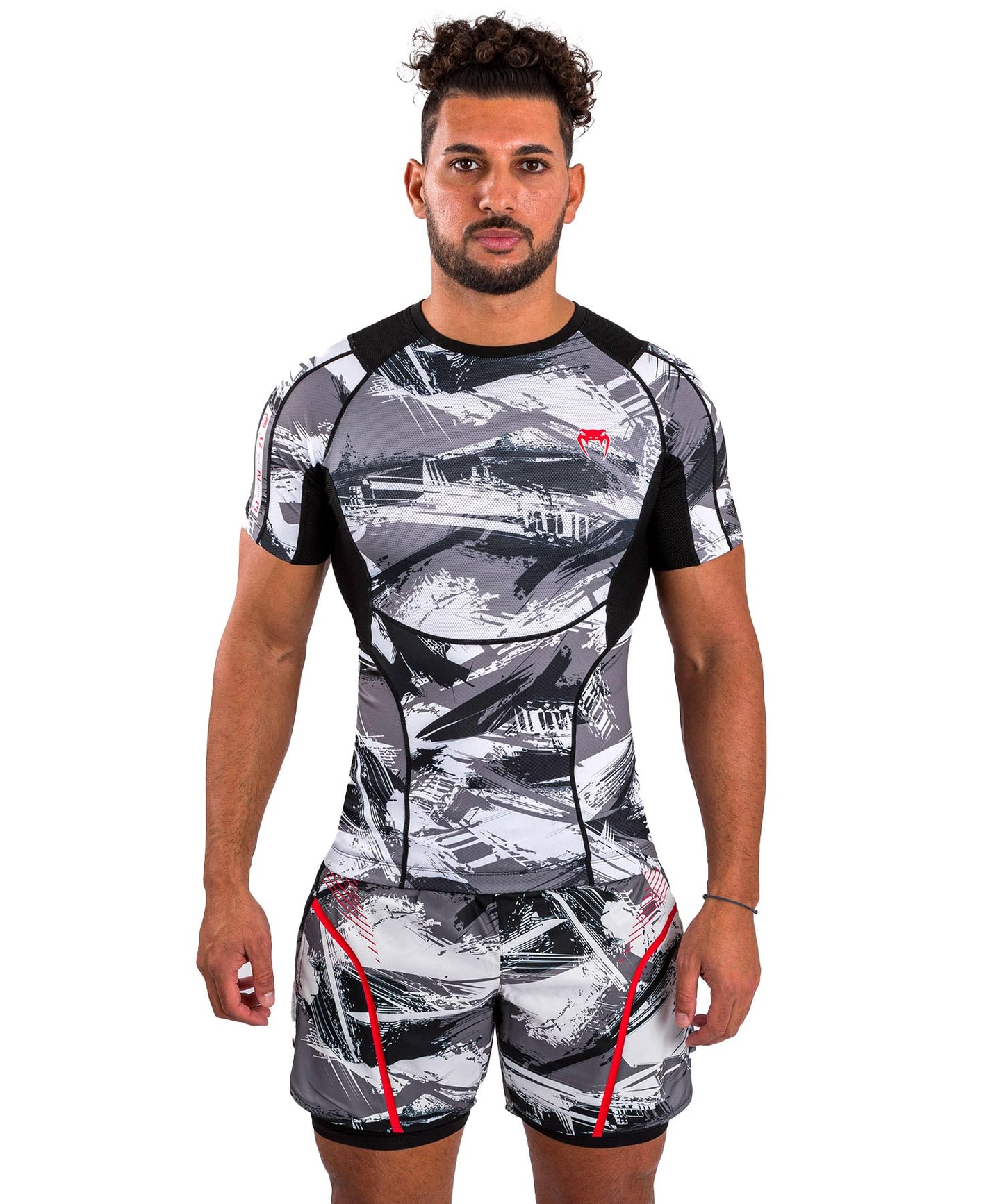 Venum Men's Standard Electron 3.0 Short Sleeve Rashguard - Grey/Red