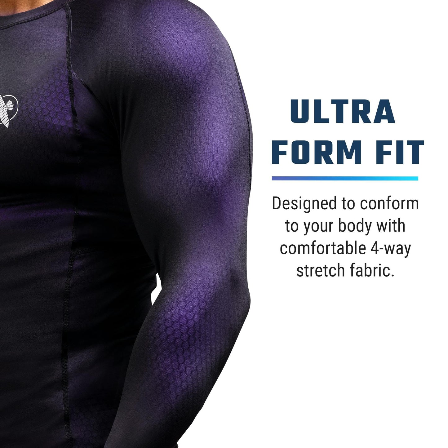 Hayabusa Fusion Long Sleeve Jiu Jitsu Rashguard - Black/Purple