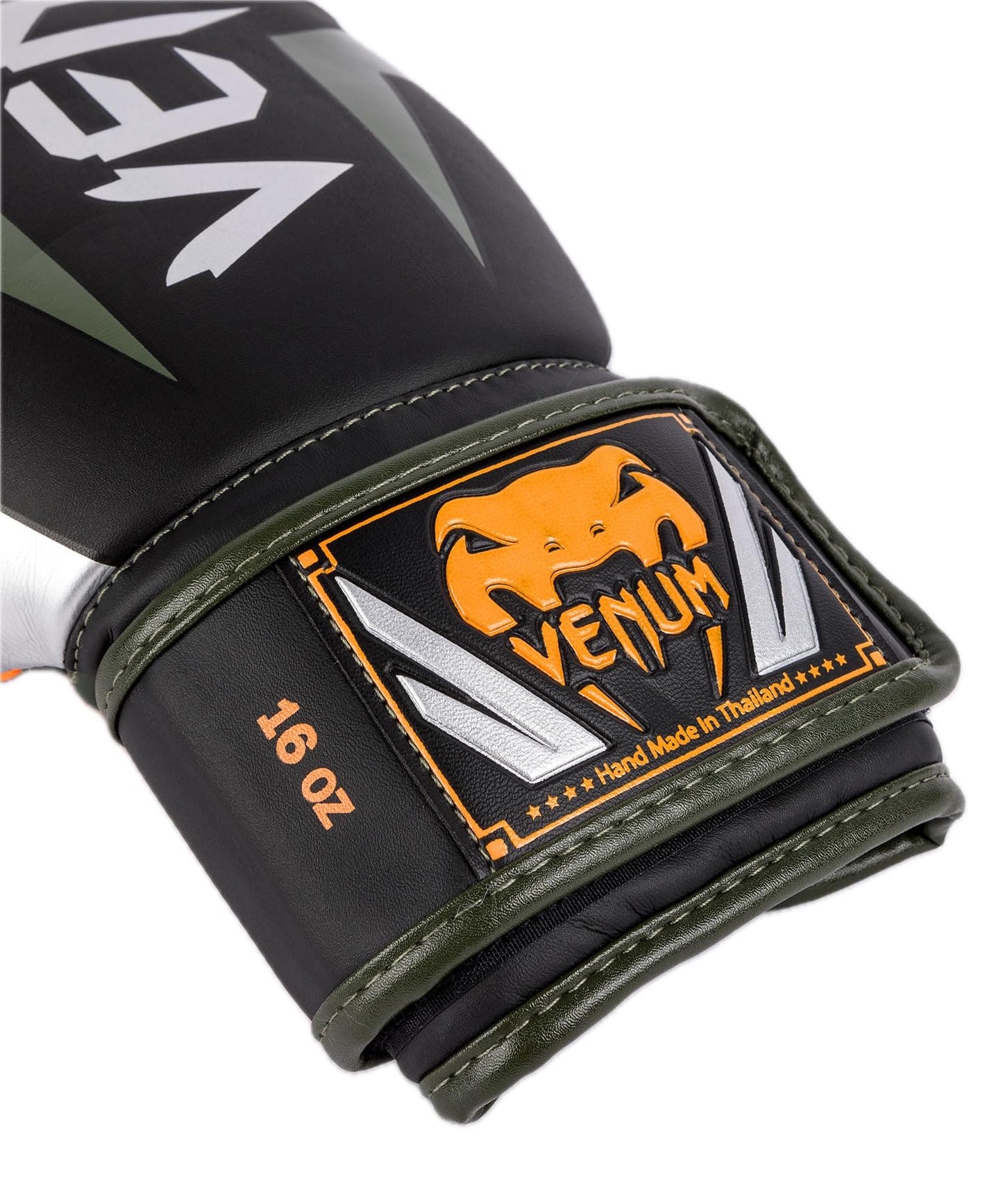 Venum Elite Boxing Gloves - Black/Silver/Kaki