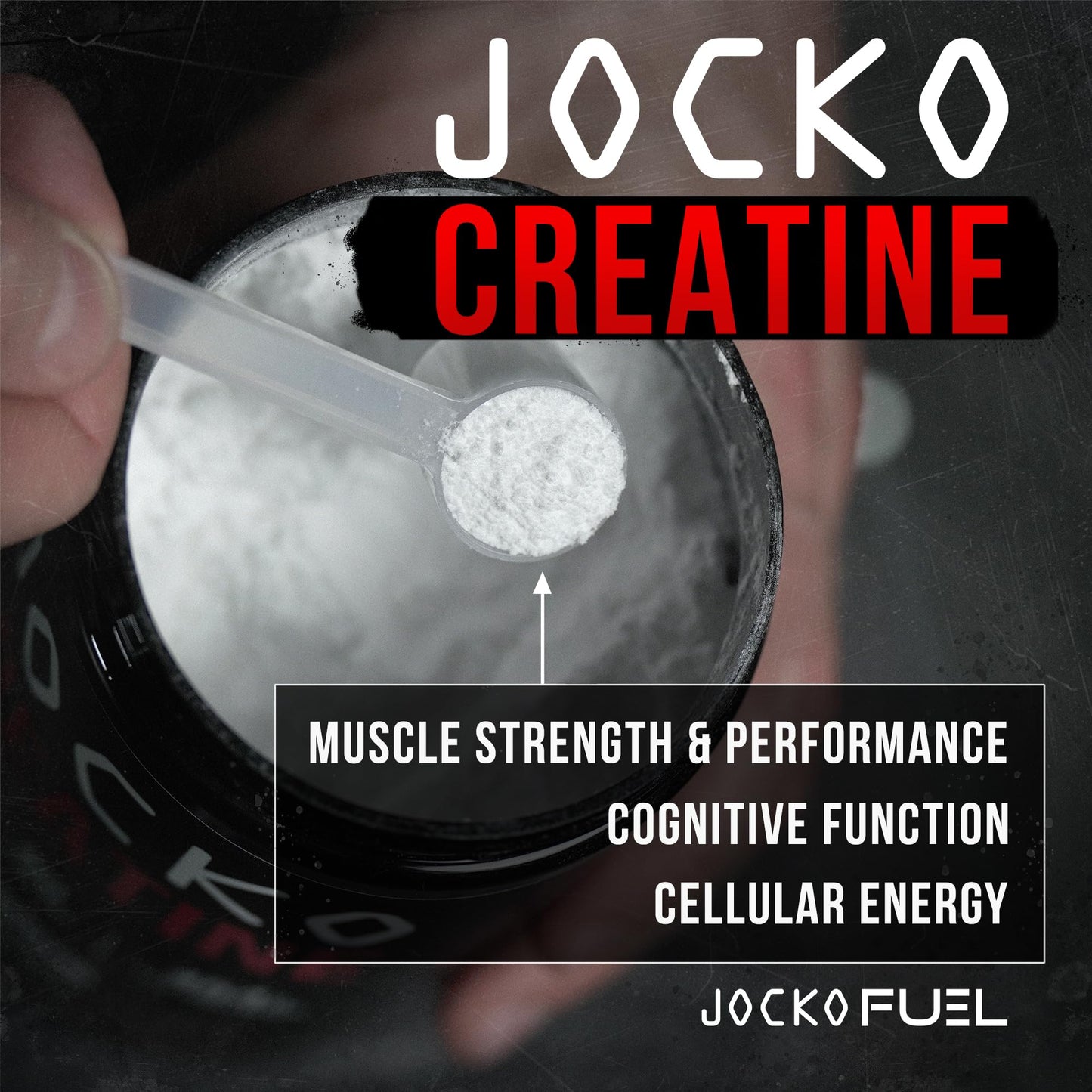 Jocko Fuel Creatine Monohydrate Powder - Creatine for Men & Women, Supplement for Athletic Performance & Muscle Health, 90 Servings 16 oz (Unflavored)