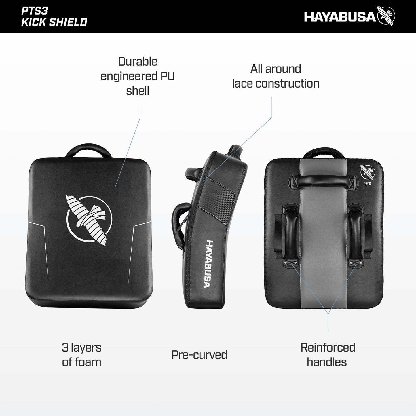 Hayabusa PTS 3 Kick Shield - Black