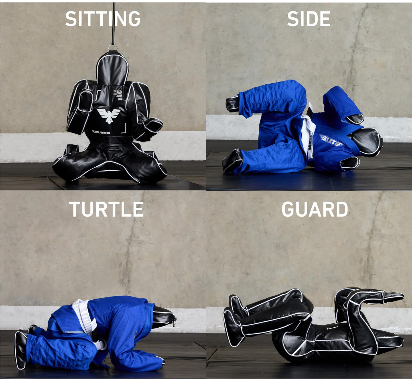 Elite Sports Adult BJJ - 170cm Unfilled Hanging Jiu Jitsu Dummy for MMA & Sparring - Holder Included