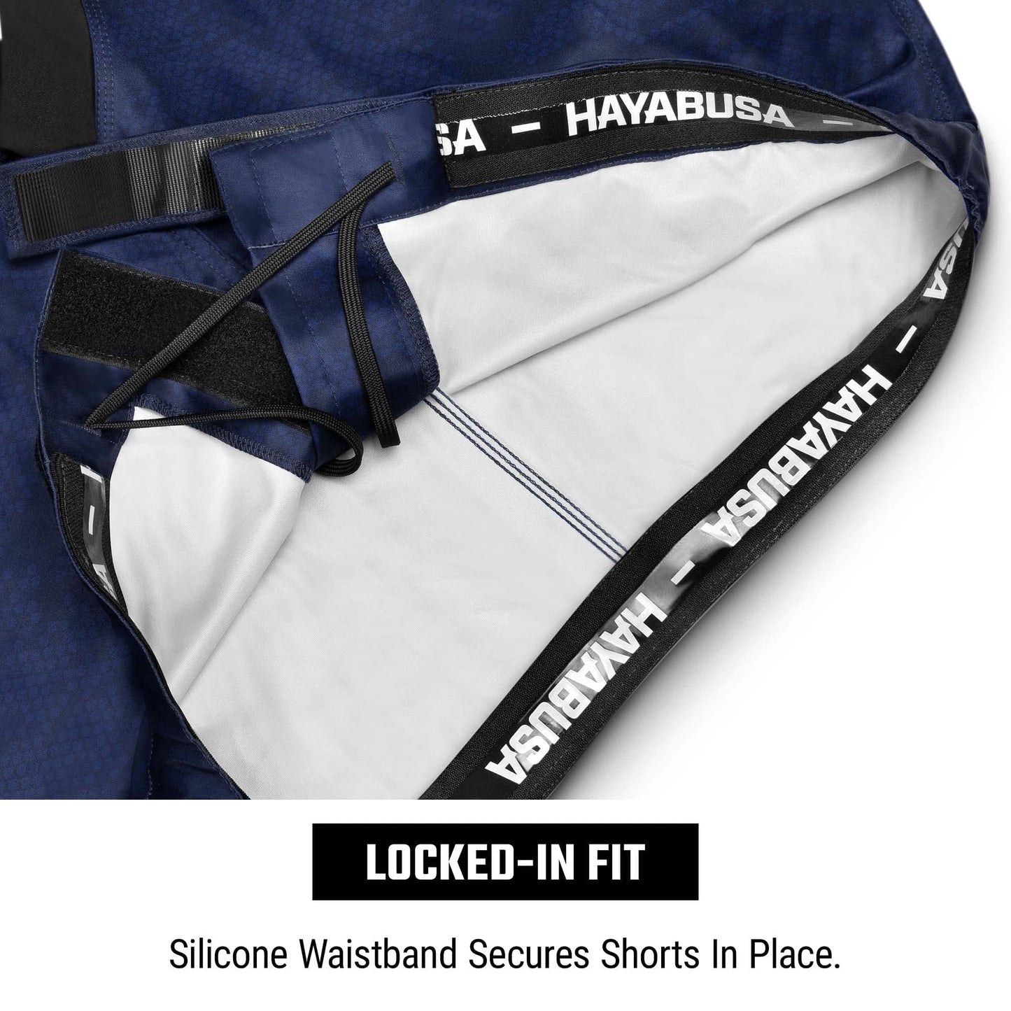 Hayabusa Hexagon Mid Thigh Fight Shorts - Navy