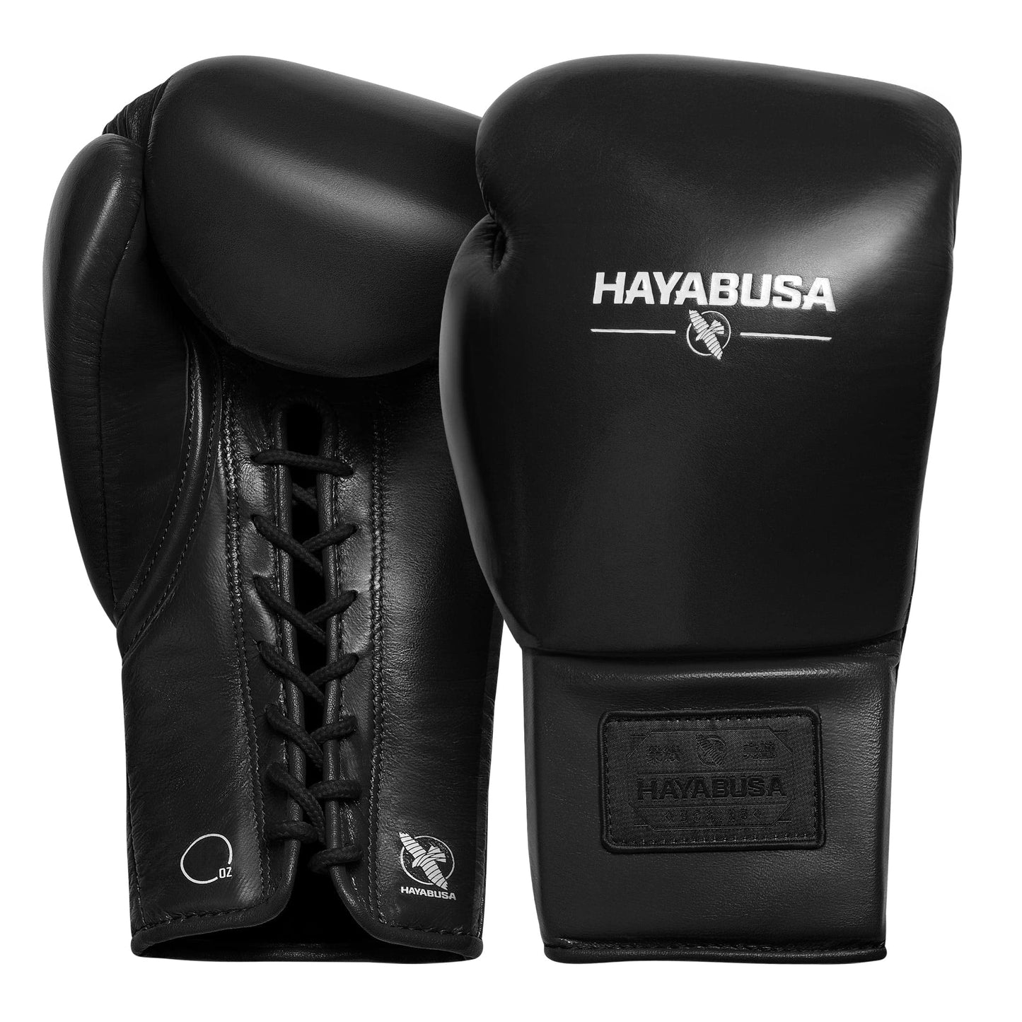 Hayabusa Pro Leather Lace-Up Boxing Gloves for Men and Women - Black