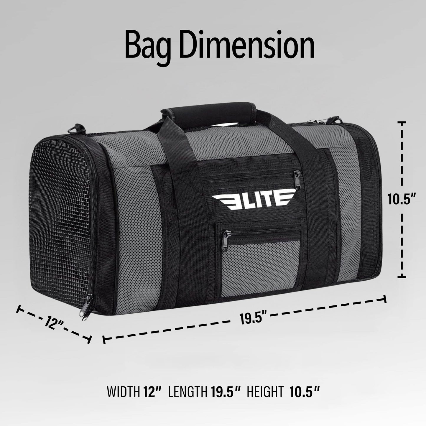 Elite Sports Gym Duffle Bag for MMA, BJJ, Boxing Gear Bag - Gray