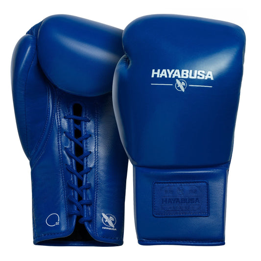 Hayabusa Pro Leather Lace-Up Boxing Gloves for Men and Women - Blue