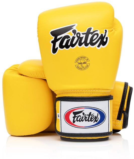 Fairtex BGV1 Muay Thai Boxing Training Sparring Gloves for Men, Women, Kids - Yellow