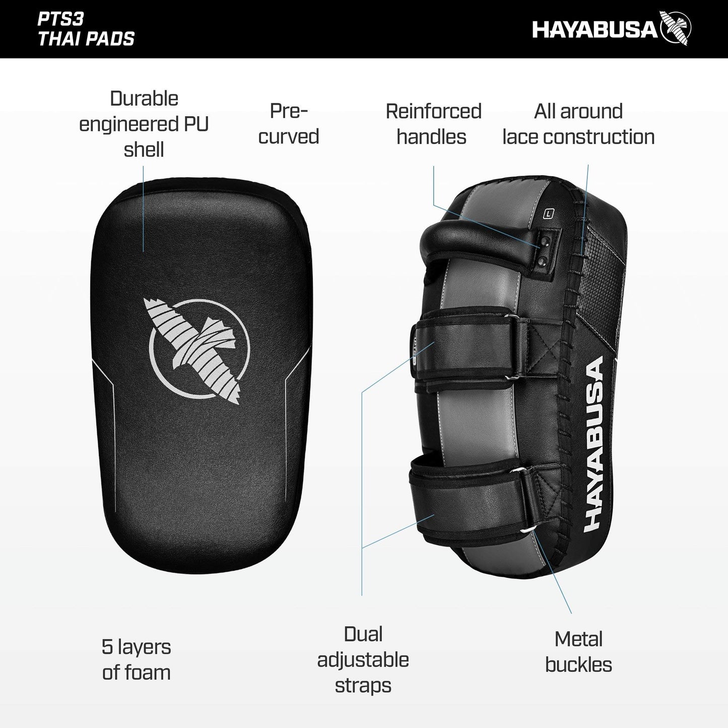 Hayabusa PTS 3 Thai Pads - Black