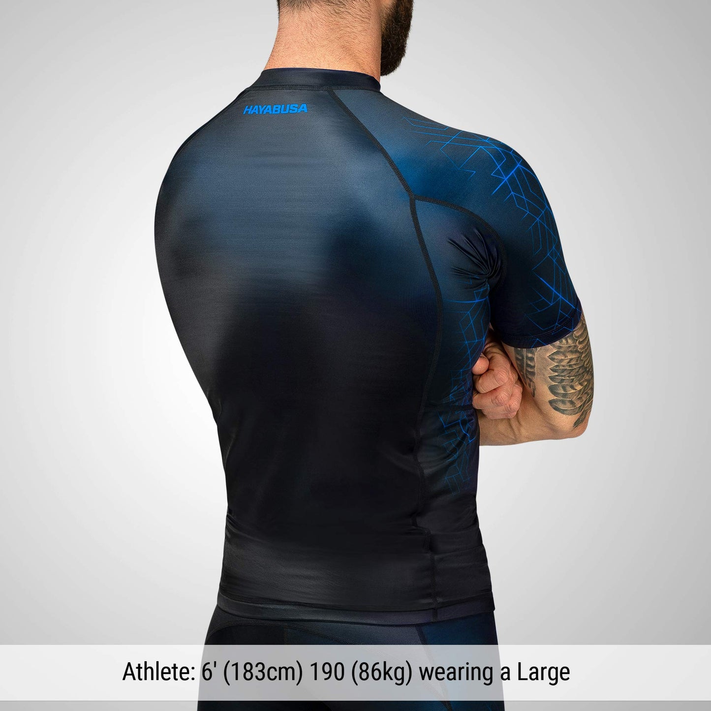 Hayabusa Geo Short Sleeve BJJ Rash Guard - Blue