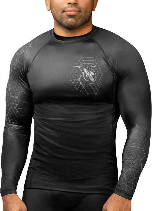 Hayabusa Geo Long Sleeve Jiu Jitsu Rashguard - Grey