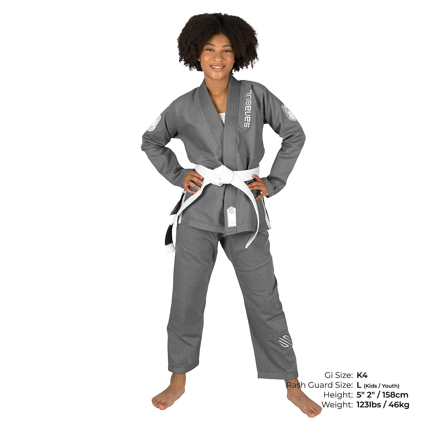 Sanabul Future Legends BJJ Gi for Kids | Youth BJJ White Belt Included - Silver/White