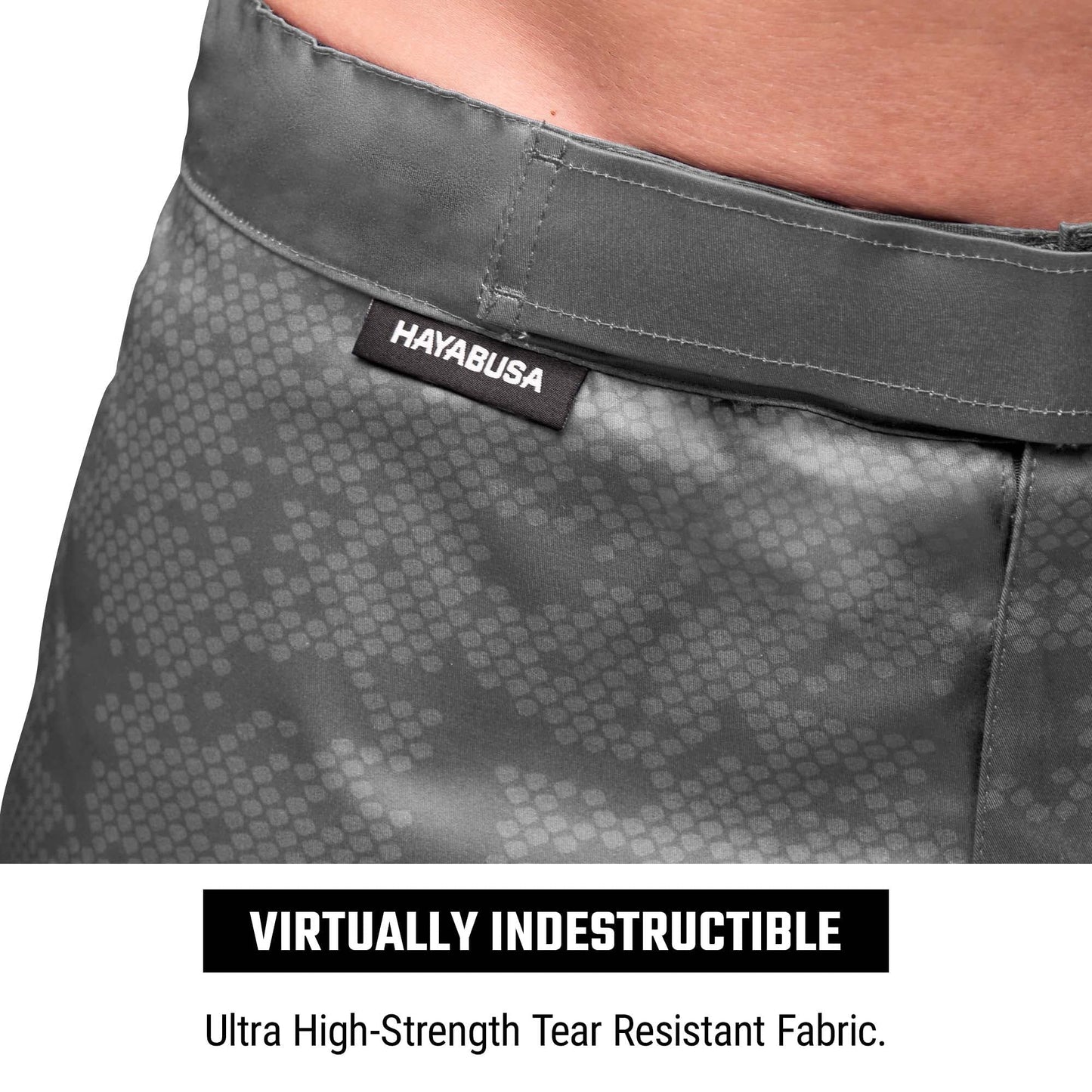 Hayabusa Hexagon Mid Thigh Fight Shorts - Grey