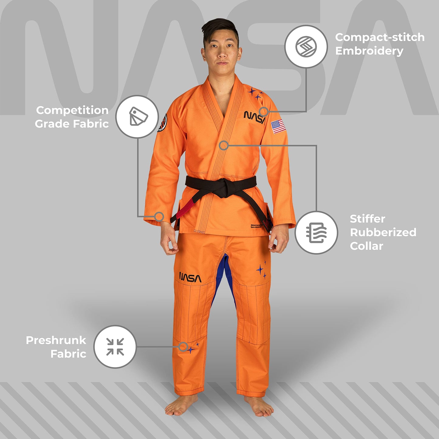 Sanabul NASA Brazilian Jiu Jitsu Gi for Men & Women - Orange/Black