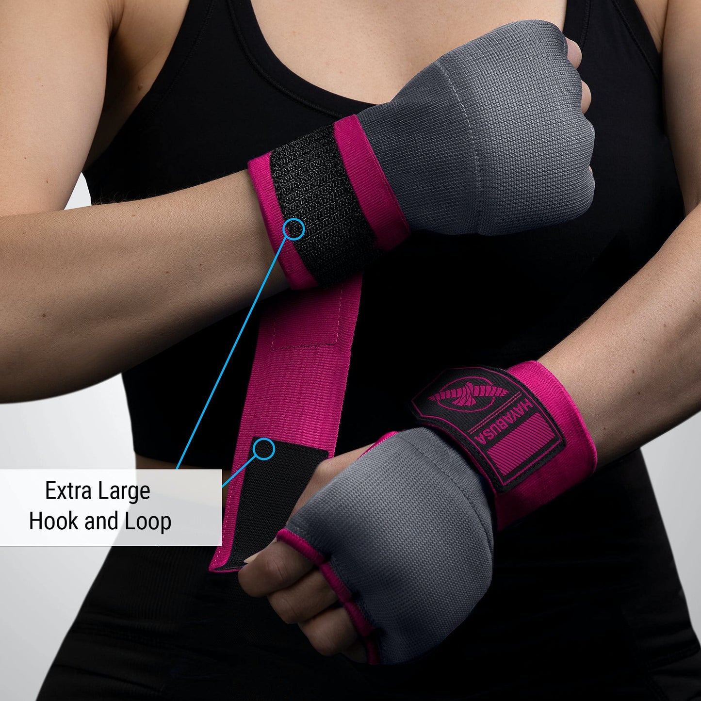 Hayabusa Quick Gel Boxing Hand Wrap Gloves - Grey/Pink