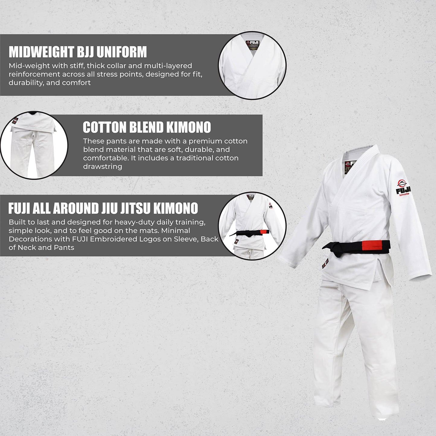 FUJI All Around Brazilian Style Jiu Jitsu Uniform - White