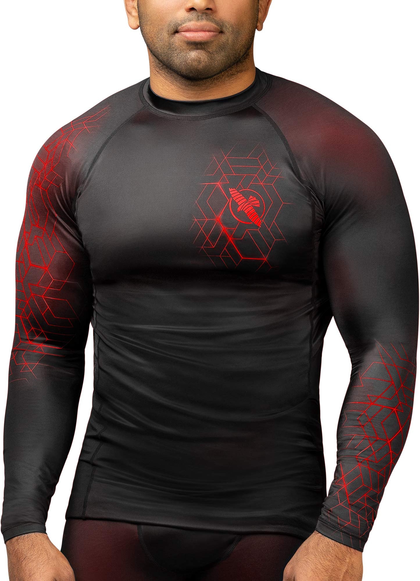 Hayabusa Geo Long Sleeve Jiu Jitsu Rashguard - Red