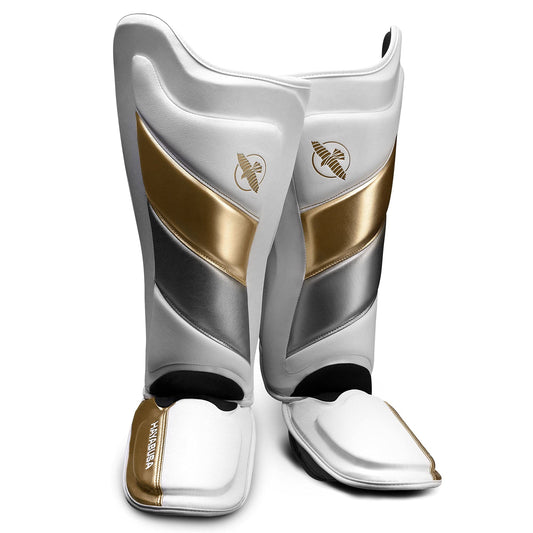 Hayabusa T3 Striking Shinguards - White/Gold