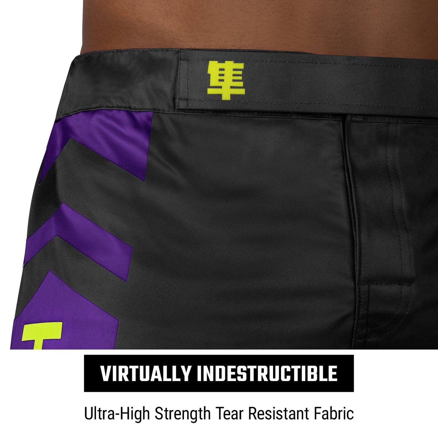 Hayabusa Men's Icon Fight Shorts - Black/Yellow, X-Small