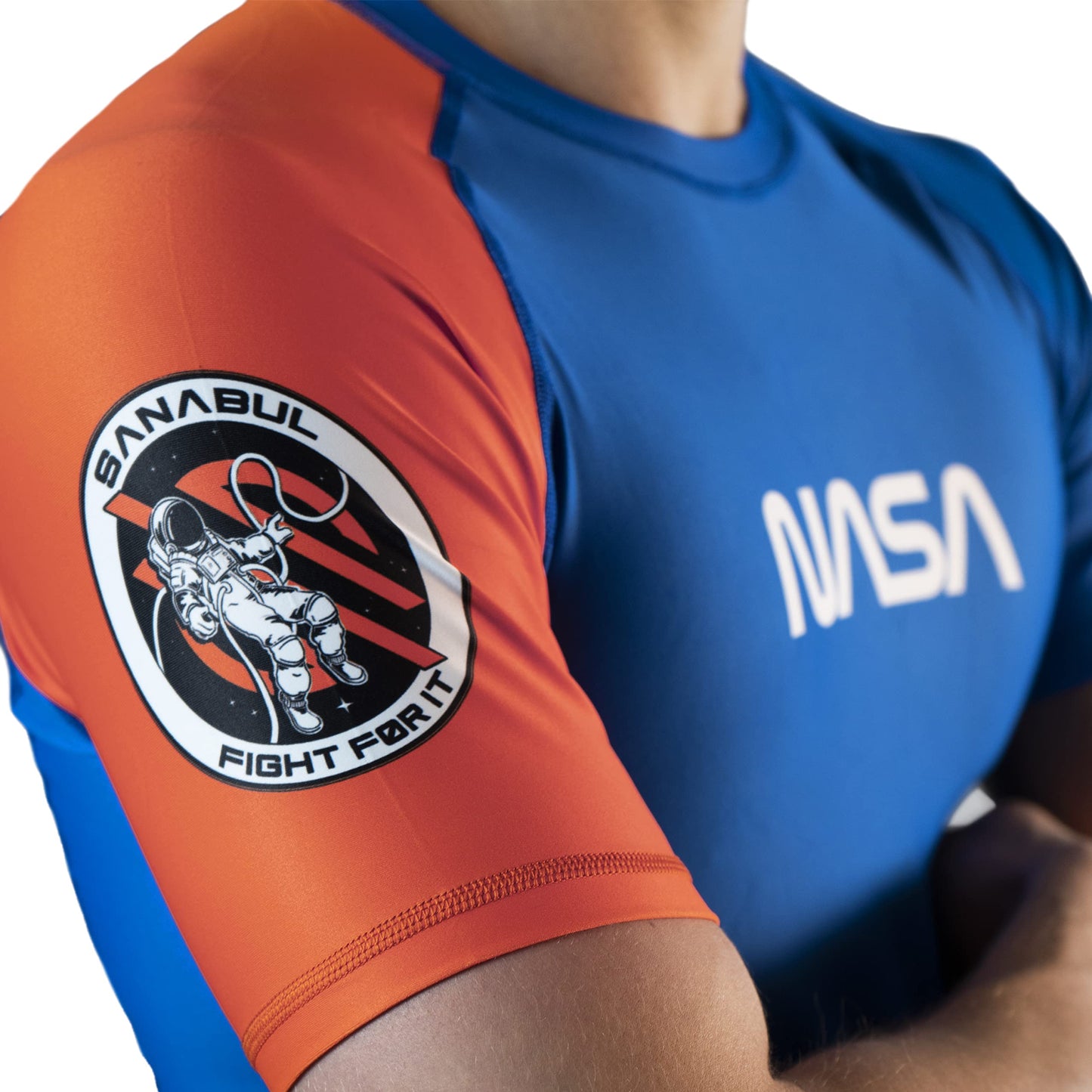 Sanabul NASA Short Sleeve Compression Rash Guard - Blue/Orange