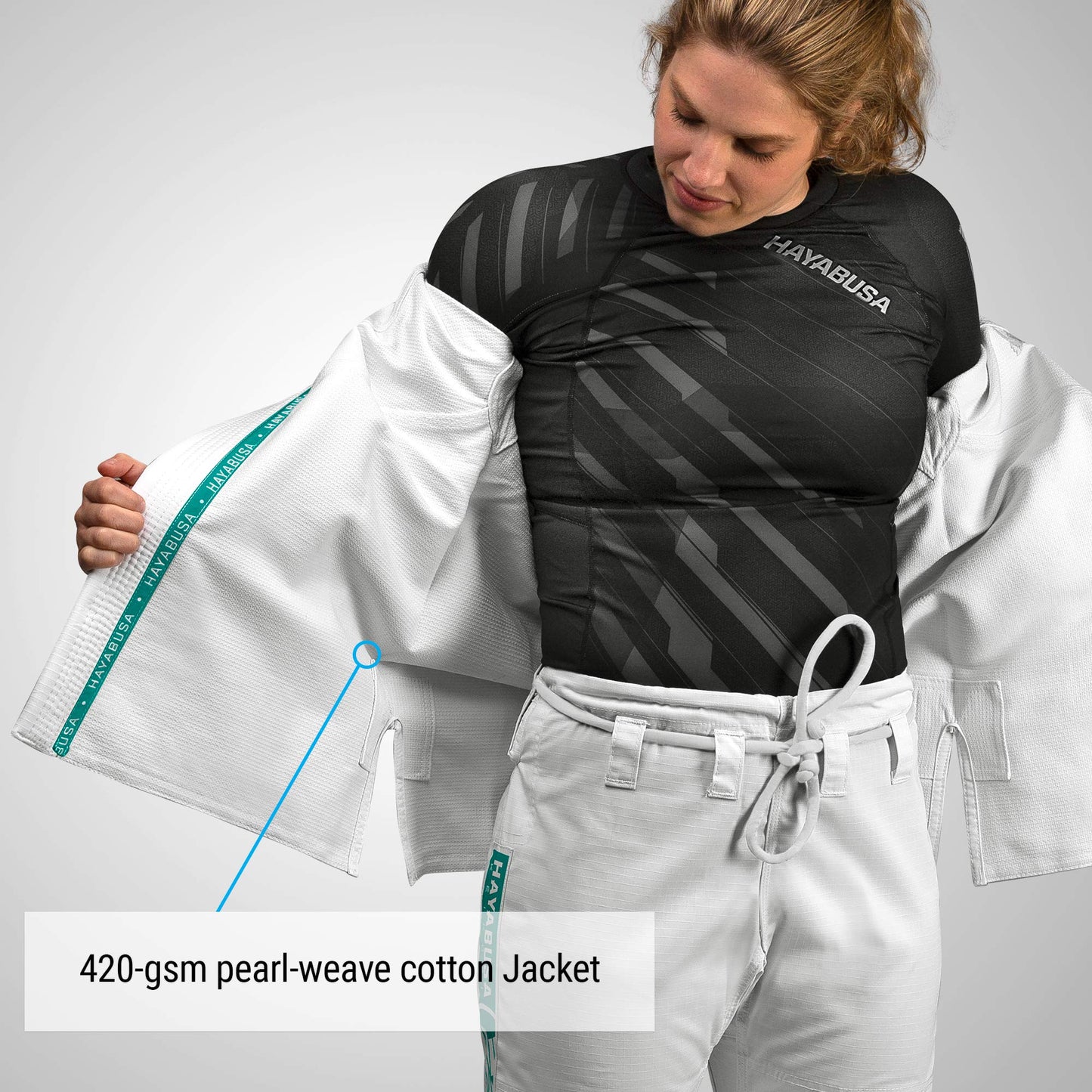 Hayabusa Lightweight Jiu Jitsu Gi - White/Teal