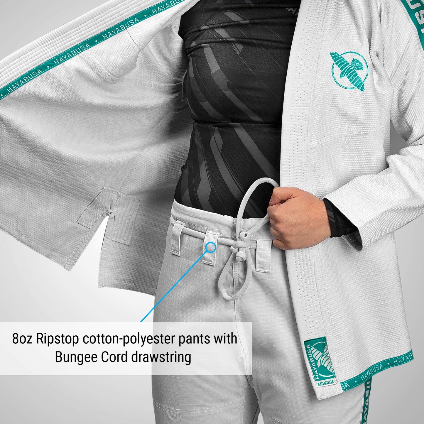 Hayabusa Lightweight Jiu Jitsu Gi - White/Teal