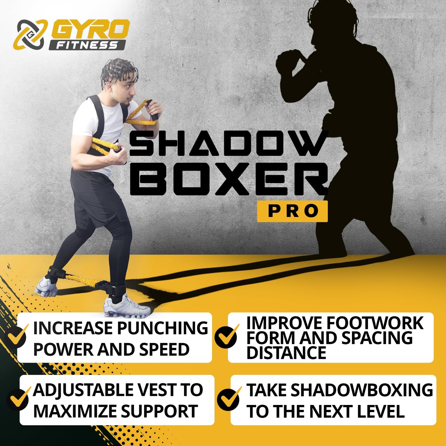 Gyro Fitness Shadow Boxer Pro | Boxing Resistance Bands Set for Shadow Boxing